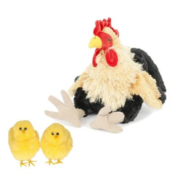 Pluche kip knuffel - 23 cm - multi kleur - 2 kuikens, Verzenden, Nieuw