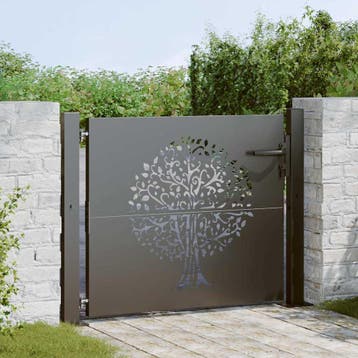 vidaXL Tuinpoort 110 x 105 cm Poedergecoat staal Zwart, Verzenden, Nieuw