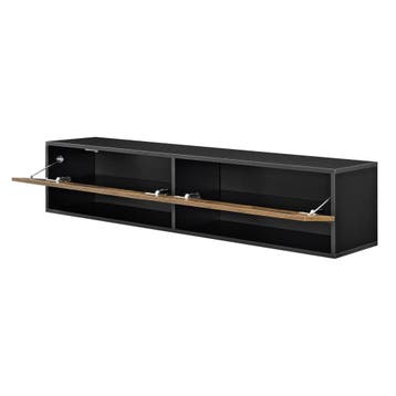 TV meubel Halmstad zwevend 140x31x30 cm zwart en eikenkleuri, Verzenden, Nieuw