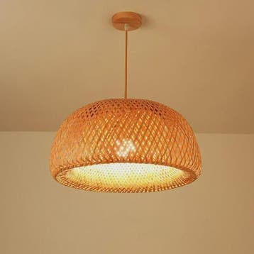 Bamboe Hanglamp 38/45cm - Handgeweven Rotan Lantaarn met E27, Verzenden, Nieuw