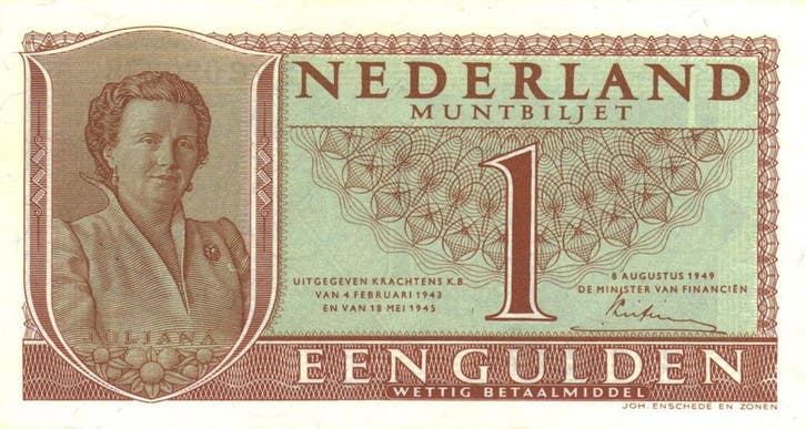Muntbiljet 1 gulden 1949 Juliana Zeer Fraai, Postzegels en Munten, Bankbiljetten | Nederland, Verzenden