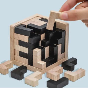 Houten 3D Kubus Puzzel - Educatief Breinbreker Spel voor Kin, Verzenden, Nieuw