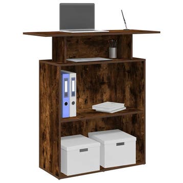 vidaXL Receptiebalie 100x40x104 cm bewerkt hout gerookt, Huis en Inrichting, Verzenden, Nieuw