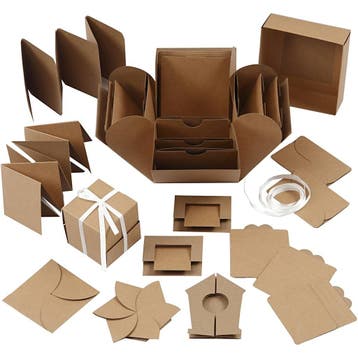 Explosion box, afm 7x7x7,5+12x12x12 cm, naturel, 1 stuk, Nieuw