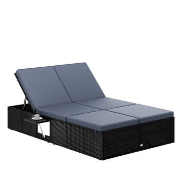 Polyrotan ligbed Zwart/Antraciet 200x115x33cm, Verzenden, Nieuw