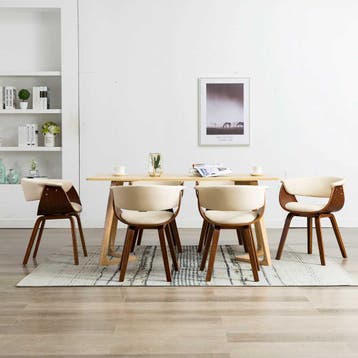 vidaXL Eetkamerstoelen 6 st gebogen hout en kunstleer crème, Huis en Inrichting, Verzenden, Nieuw