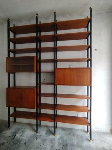 Boekenkast - Teak - Vrijstaande modulaire boekenkast.