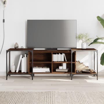 vidaXL Tv-meubel 153x37x50 cm bewerkt hout bruin eikenkleur, Verzenden, 150 tot 200 cm, Nieuw, Minder dan 100 cm
