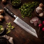 Yaxell Zen Kiritsuke Koksmes 20 cm – 37 Lagen Damaststaal., Ophalen of Verzenden, Nieuw, Overige materialen, Los bestek