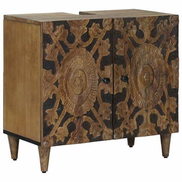 vidaXL Badkamer wastafelkast Bruin 62 x 33 x 58 cm Massief, Verzenden, Nieuw, Wastafelkast