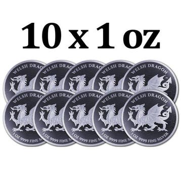 Niue. 2 Dollars 10 x 2022 1oz $2 NZD Niue Welsh Dragon