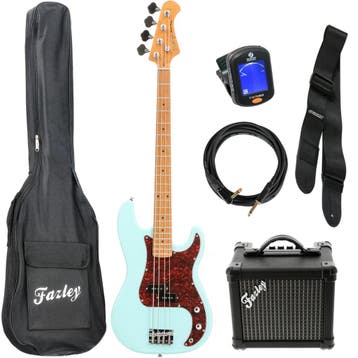 Fazley Sunset Series Piranha 4 Sky Blue basgitaar starterset, Muziek en Instrumenten, Verzenden, Nieuw