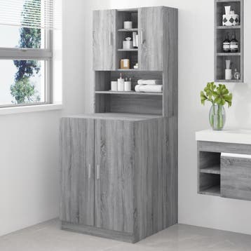 vidaXL Wasmachinekast bewekrt hout grijs sonoma eikenkleurig, Witgoed en Apparatuur, Wasmachines, Verzenden, Nieuw