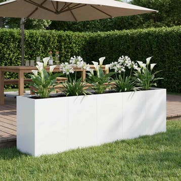 vidaXL Plantenbak Wit 200 x 40 x 60 cm Koudgewalst staal, Tuin en Terras, Verzenden, Minder dan 60 cm, Nieuw, Metaal