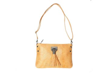 Leuke 100% leren crutch tas - pythonprint - franje -, Nieuw