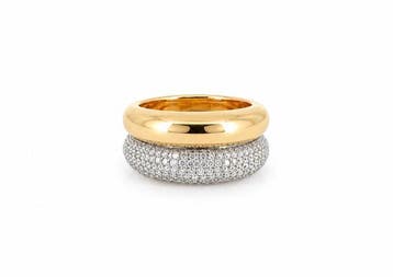 Statement ring - 18 karaat Geel goud, Witgoud - 0.61ct. tw.