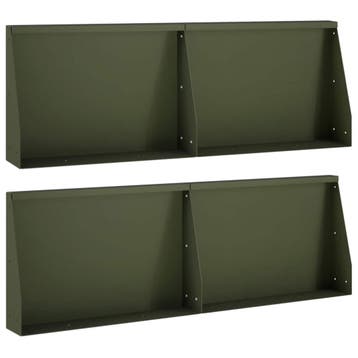 vidaXL Keerwand 4 st 60 x 12 x 40 cm Staal Olijfgroen, Verzenden, Nieuw