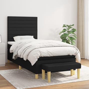 vidaXL Boxspring met matras stof zwart 80x200 cm, Eenpersoons, Verzenden, Zwart, Nieuw