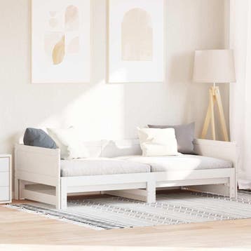 vidaXL Uittrekbare Dagbed Wit 203,5 x 184 x 56,5 cm Massief, Verzenden, Nieuw, Wit, Hout