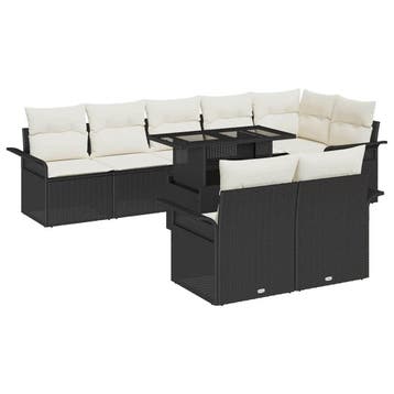 vidaXL Tuin Sofa Set 9 st Zwart [Synthetisch]: Poly Rattan, Verzenden, Nieuw, Rotan, Meer dan 8 zitplaatsen