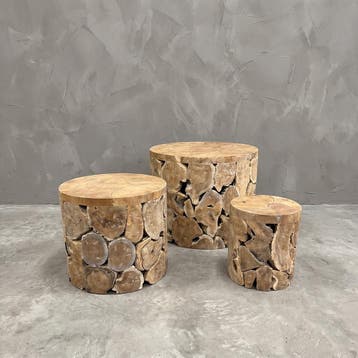 Salontafel Pandu Tempel van teak - Ø 75 x 60 cm | World of, Ophalen of Verzenden, Nieuw