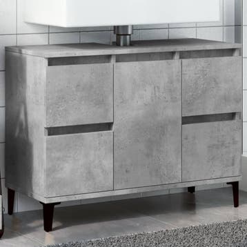 vidaXL Wastafelkast 80x33x60 cm bewerkt hout betongrijs, Verzenden, Nieuw