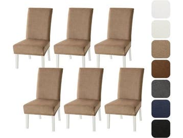 Veiling - Set van 6 eetkamer stoelhoezen Kaki, Huis en Inrichting, Stoelen, Nieuw