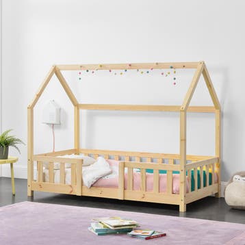 Kinderbed Sisimiut met uitvalbeveiliging 80x160 cm houtkleur, Verzenden, Nieuw