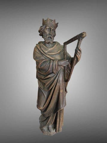 sculptuur, Koning David met harp / 19e eeuw Vlaanderen - 90