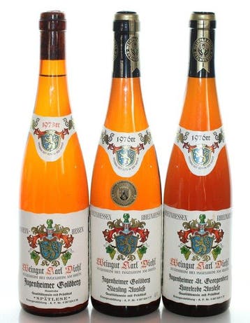 1973 + 1976 Riesling Auslese + Huxelrebe Auslese + Spätlese, Nieuw