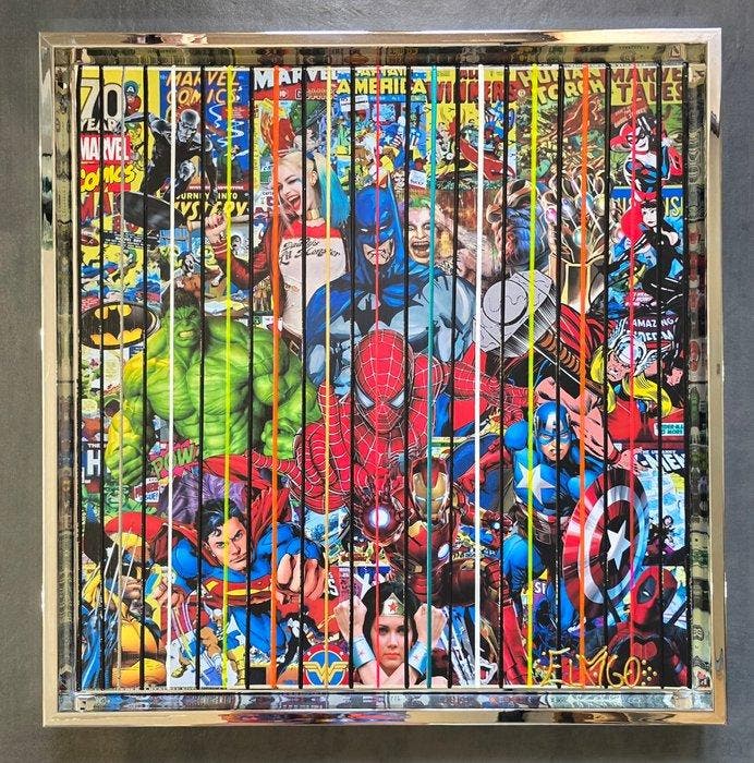 Elmago - Super heros codebarre 1 (new), Antiek en Kunst, Kunst | Schilderijen | Modern