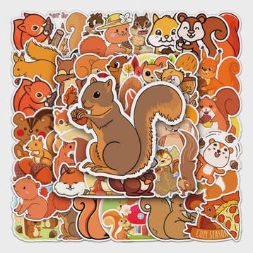 50x Schattige Eekhoorn Stickers - Waterdicht & Vinyl voor Sk, Verzenden, Nieuw