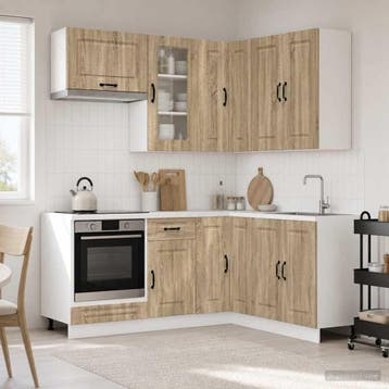 vidaXL Keukenblok KALMAR 8 st Sonoma Eiken Bewerkt hout, Verzenden, Nieuw, Bruin