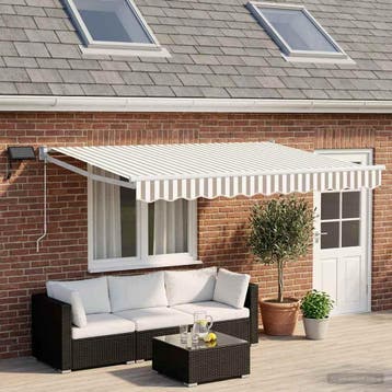 vidaXL Handbediende luifel met LEDs Lichtgrijs en wit., Verzenden, Nieuw