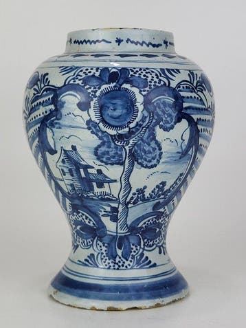 Vaas - Aardewerk - Antieke Delftsblauwe vaas