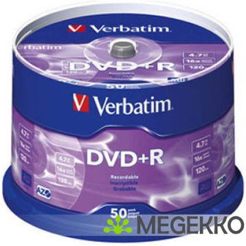 Verbatim DVD+R 16X 50st. Cakebox, Computers en Software, Beschrijfbare discs, Verzenden, Nieuw, Verbatim