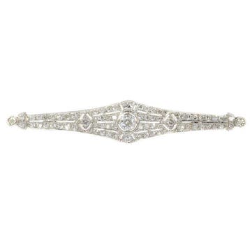 Broche Platina - 1.87ct. tw. Diamant (Natuurlijk) - Art Deco