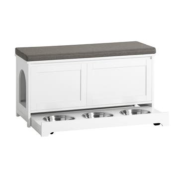 2dekans | SoBuy FSR136-W Kattenhuis - Katten Bench -, Dieren en Toebehoren, Ophalen of Verzenden, Zo goed als nieuw