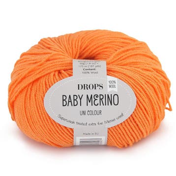 DROPS Baby Merino Uni Colour - 36 elektrisch oranje - Wol, Ophalen of Verzenden, Nieuw
