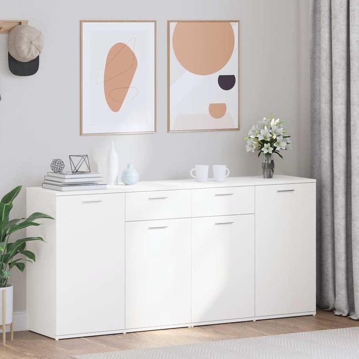 vidaXL Dressoir 160x36x75 cm bewerkt hout wit, Huis en Inrichting, Kasten | Dressoirs, 25 tot 50 cm, Nieuw, 150 tot 200 cm, Overige houtsoorten