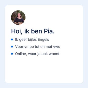 Pia geeft online bijles Engels, Privéles, Bijles