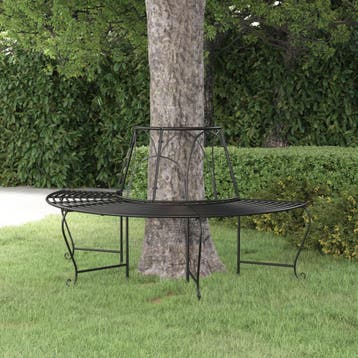 vidaXL Boombank halfrond Ø159 cm staal zwart, Tuin en Terras, Verzenden, Nieuw, Metaal