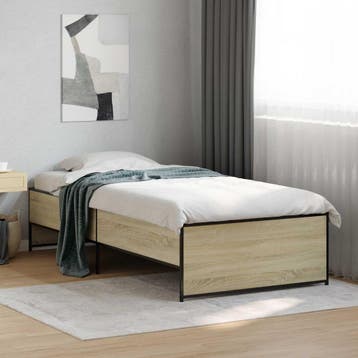 vidaXL Bedframe Sonoma Eiken 80 x 200 cm Bewerkt hout, Eenpersoons, Bruin, Verzenden, Nieuw