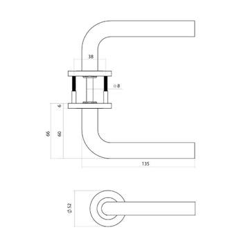 Intersteel deurkruk Q 02 op rozet verdekt ø52x6mm - PVD, Verzenden, Nieuw