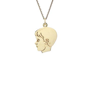 Gouden hanger kinderkopje jongen 14 karaat, Verzenden, Zo goed als nieuw, Goud