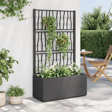 vidaXL Plantenbak met latwerk 80x36x140 cm polypropeen, Tuin en Terras, Bloembakken en Plantenbakken, Verzenden