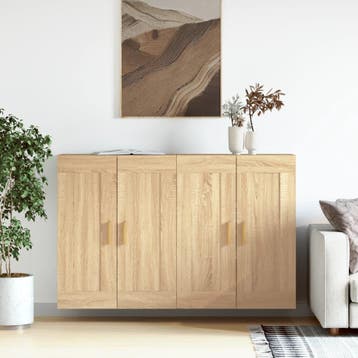 vidaXL Hangkasten 2 st bewerkt hout sonoma eikenkleurig, Verzenden, Nieuw, 50 tot 100 cm, Minder dan 100 cm