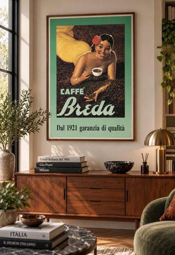 Gino Boccasile - CAFFE BREDA - Jaren 1980, Antiek en Kunst