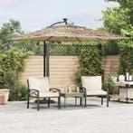 vidaXL Parasol met LEDs en stalen paal 269x269x235 cm bruin, Verzenden, Nieuw, 2 tot 3 meter