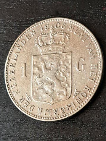 Nederland. Wilhelmina. 1 Gulden 1906 Zeer zeldzaam en